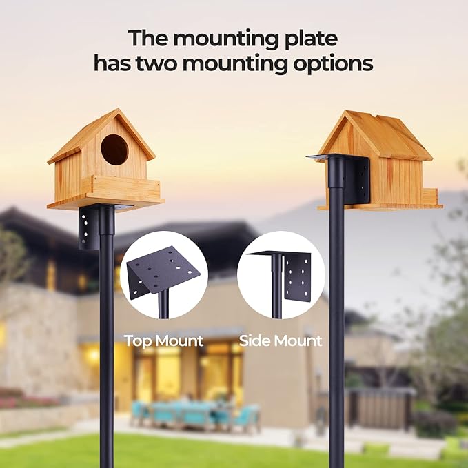 Flanagan 92 Inch Bird House Pole Mount Kit, Adjustable Heavy Duty Feeder Pole for Outdoors, Feeding Station With Squirrel Proof Baffle for Watching (House Not Included)