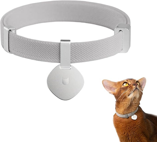 Safety Cat Collar Pro and Tag Set - U.S. IDA Gold Award, Elastic Release Cat Collar Charm Tag, Non Breakaway Cat Collar Adjustable with Charm for Kitten Small Large Cats (Glacier Silver, S)