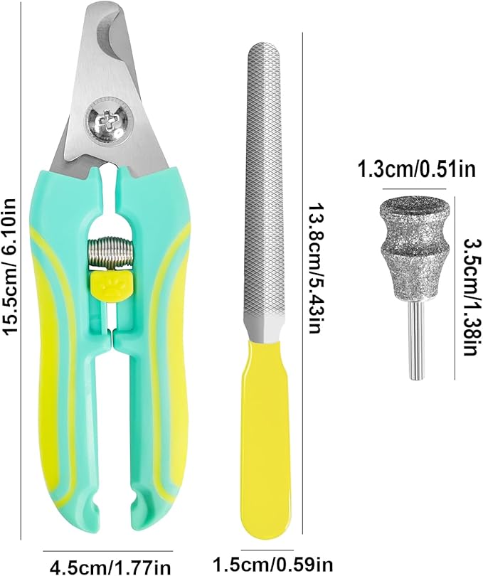 Diamond Dremel Dog Nail Grinder Attachment & Dog & Cat Pets Nail Clippers and Trimmers, Dremel Accessories & Dog Nail Trimmers with Safety Lock to Avoid Over Cutting, Grooming Tool for Pets