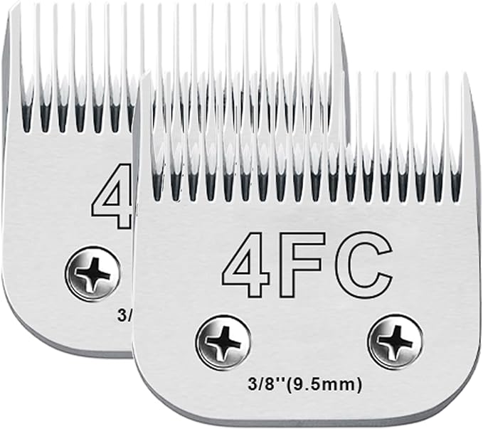 2PCS 4FC Blades Dog Grooming Blades Compatible with Andis Dog Clippers,Dog Clipper Blades Compatible with Oster A5,Wahl km10 Dog Clippers for Animal Dog Cat Horse,Stainless-Steel Blade Sharp