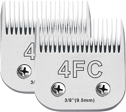 2PCS 4FC Blades Dog Grooming Blades Compatible with Andis Dog Clippers,Dog Clipper Blades Compatible with Oster A5,Wahl km10 Dog Clippers for Animal Dog Cat Horse,Stainless-Steel Blade Sharp
