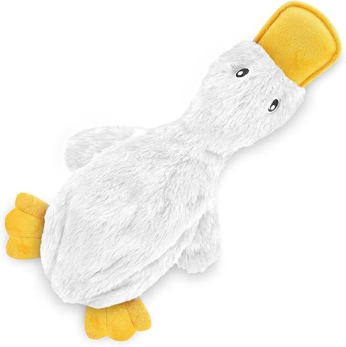 Best Pet Supplies Interactive Squeaky Dog Chew Toy, Ideal Dog Toys for Chewers, Small, Medium & Large Dogs, and Fetch Lovers - Crinkle Duck (White, Yellow & Green), Large