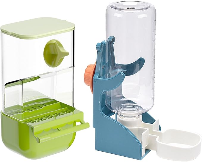 Automatic Bird Feeder for Cage, No Mess Automatic Bird Feeder Water Dispenser Set Acrylic Parrot Food Container Drinker Cage Accessories for Parakeet Canary Finch Cockatiel Lovebirds