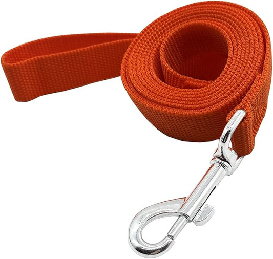 Nylon Dog Training Leash, Traction Rope, 4Ft /5 Foot /6 Feet Long, 5/8 inch 3/4 Inch 1 Inch Wide, for Small and Medium Dogs (Orange, 1'' x 15 FT)