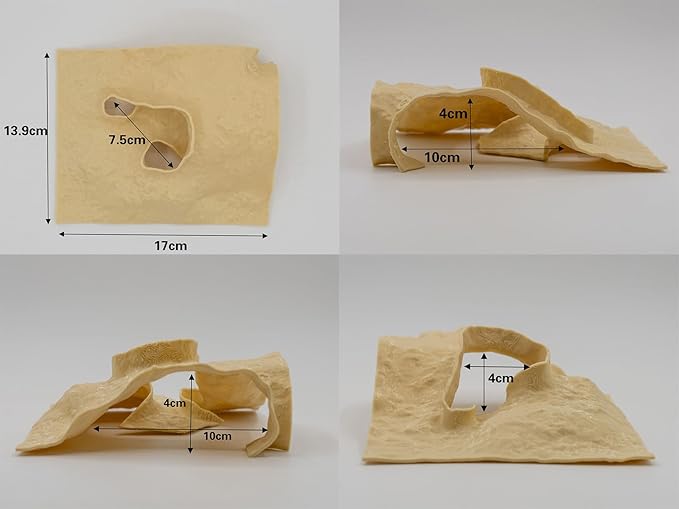 Reptile and Shrimp Hide Cave, 3D Printed Aquarium Decor for Bearded Dragon Snake, Fish Tank Accessories Terrarium Corner Shelter (Gary, one Size)