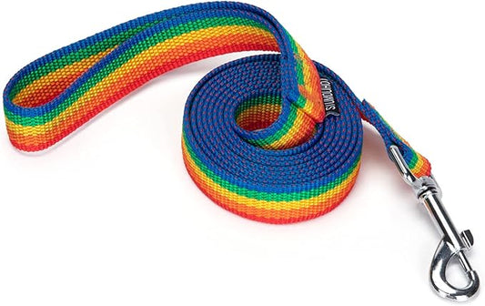 Strong Durable 6 ft Nylon Dog Training Leash, 1 Inch Wide Traction Rope, for Small and Medium Dog (Rainbow, 6 Feet)