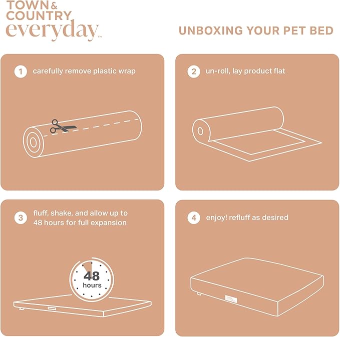 TOWN & COUNTRY EVERYDAY CuddleTown Comfy Solid Bolster Sofa Pet Bed, Supportive & Calming Egg Crate Foam, Non-Slip Bottom, Machine Washable Cover, Blue, Large 35"x25"x8"