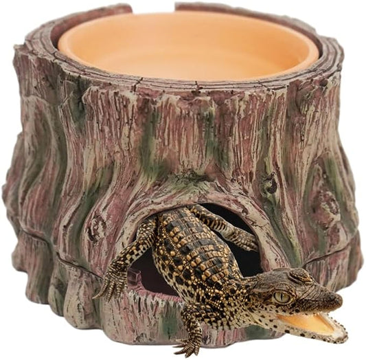 Reptile Hideout with Detachable Base and Humidity Dish, Gecko Hide Climbing Toy Tank Accessories, Terrarium Decor, Reptile Hide Cave for Crested Gecko,Lizard, Snake, Crabs