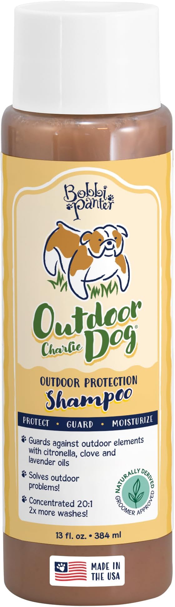 Bobbi Panter Outdoor Dog Shampoo - Made in USA - All Natural Formula for Soothes Itchy Skins - Concentrated 16:1 for Professional Grommers - Camomile Scent, 13 Oz (Case of 12)