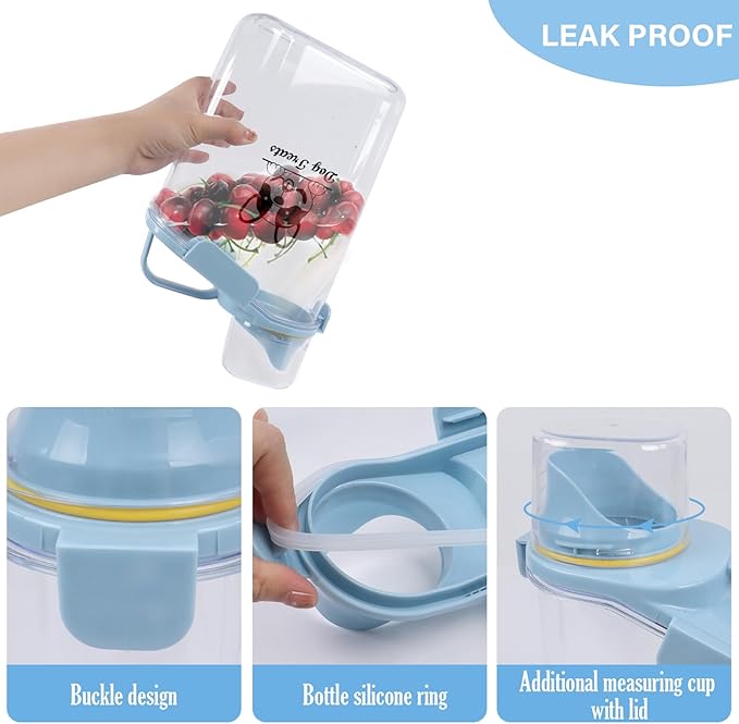 Dog Food Storage Container Airtight Portable Dog Food Container with Handled Lid and Pour Spout,Food Storage for Dog Dry Food Small Pet Food Container with Measuring Cup for Home, Travel,2.8L Blue