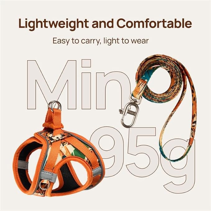 Cat Harness and Leash Set, Step-in Escape Proof Adjustable Vest Harness for Small Medium Large Cats, Lightweight Soft Breathable Reflective Kitten Harness, Easy to Wear for Walking Travel, Camping, S