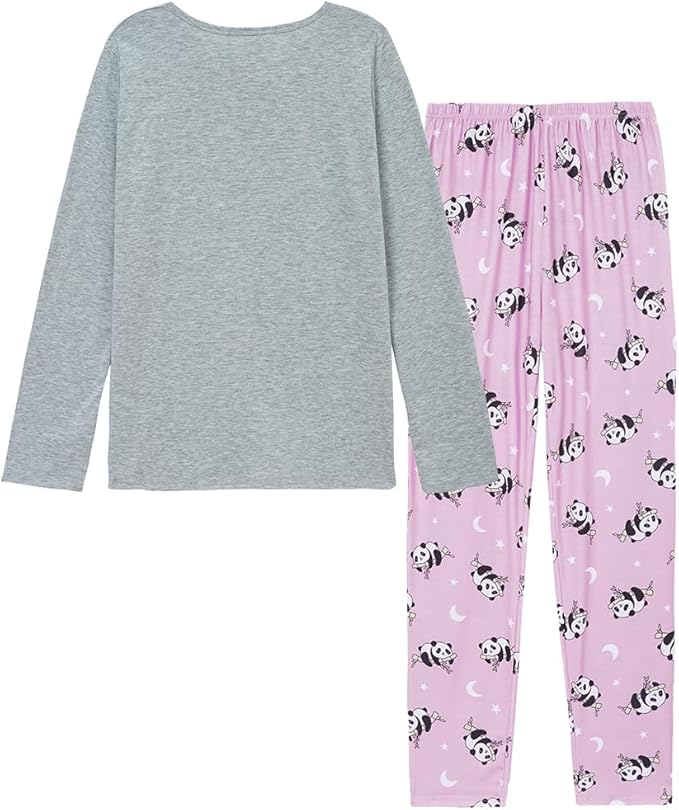 YIJIU Women's Sleepwear Long Sleeve Top and Pants Pajama Set Panda Print Nighty