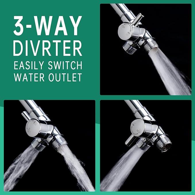 3 Mode Dog Shower Attachment, High Pressure Handheld Sprayer with ON/OFF Switch, G1/2" Metal Shower Diverter, 78 Inches Stainless Steel Hose, No Drill Hook, for Indoor Pet Bathing and Washing