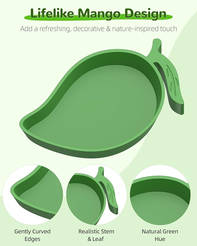 Pawfly 2 Pcs Reptile Water Bowl, Tortoise Water Dish, Food & Water Feeder, Cute Mango Feeding Dish, Tortoise Habitat Accessories for Turtle, Gecko, Bearded Dragon & Lizard, 2 Sizes