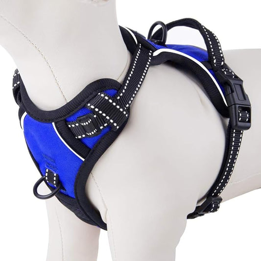 PHOEPET No Pull Dog Harnesses for Small Puppies Reflective Adjustable Front Clip Vest with 2 Metal Leash Attachment Hooks Soft Handle [Over The Head Design](XS, Royal Blue)