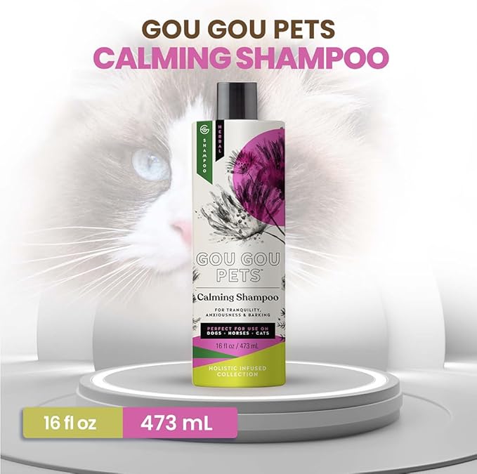 Holistic Natural Derived Calming Pet Shampoo for Anxiety: Veterinarian Recommended: Providing Stress Relief for Dogs, Cats and Horses - Made in USA - 16 oz