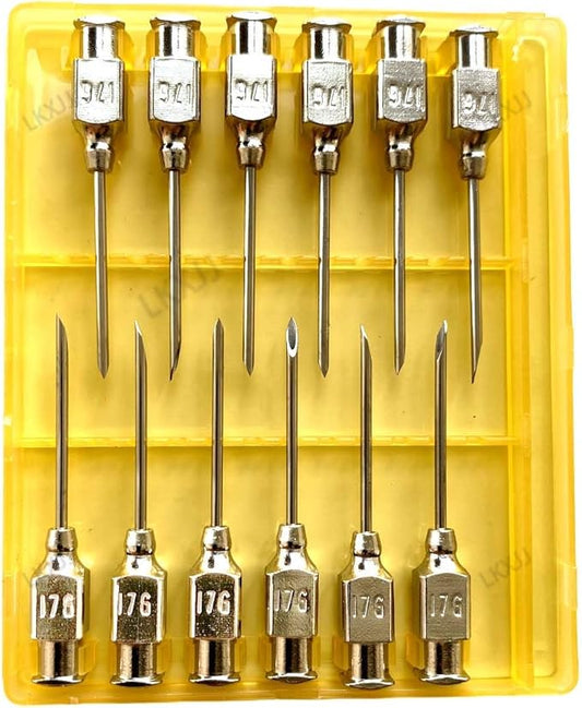 Veterinary Needles, Cattle Needle Poultry Injection Needles 12 Sticks,Suitable for Pigeons, Chickens, Ducks, Geese, Pigs, Sheep, Horses (14X25 17G)