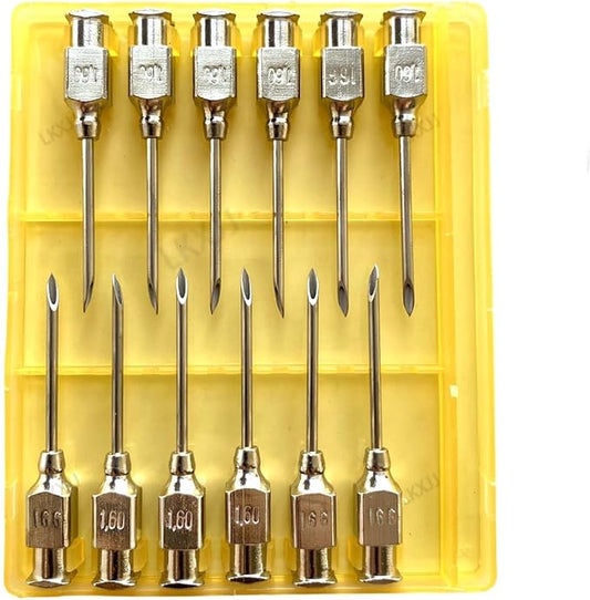 Veterinary Needles, Cattle Needle Poultry Injection Needles 12 Sticks,Suitable for Pigeons, Chickens, Ducks, Geese, Pigs, Sheep, Horses (16X25 16G)