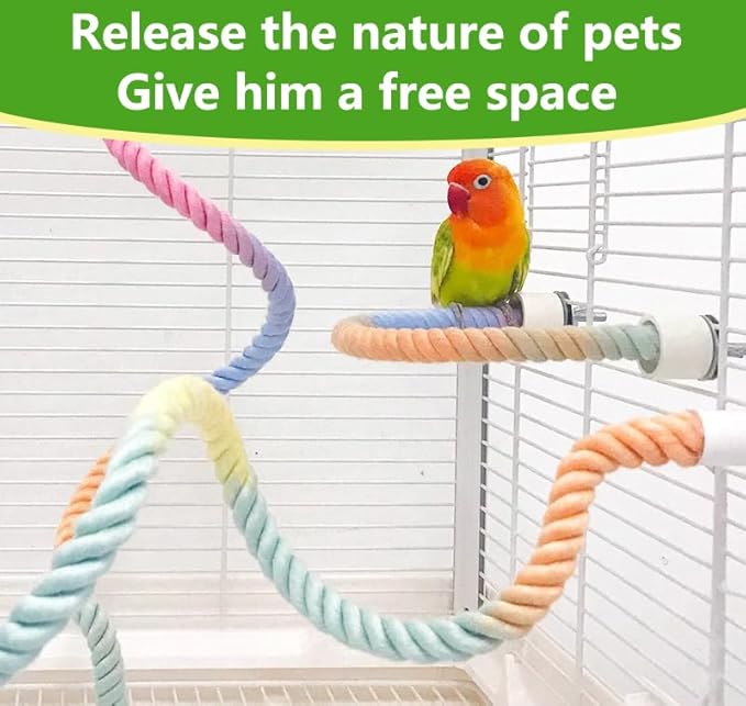 2Pcs Rope Perches for Bird Cages, Rope Perch for Parrots, Cockatiels & Parakeets, Bird Cage Accessories(L)
