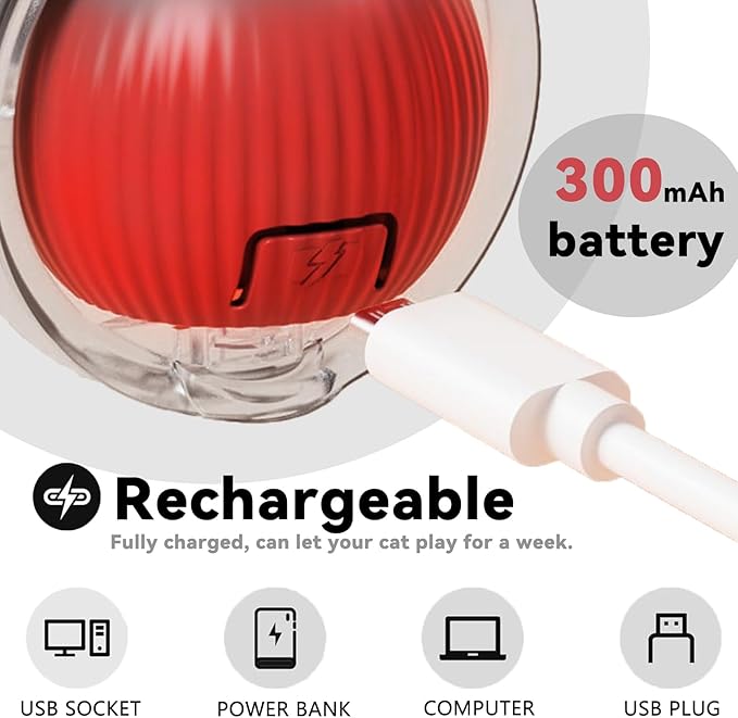 2 Packs Interactive Cat Toys for Indoor Cats, Automatic Cat Toy with Elastic Mesh Tail, Electric Rolling Ball on Carpet, Chirping and Motion Activate Cat