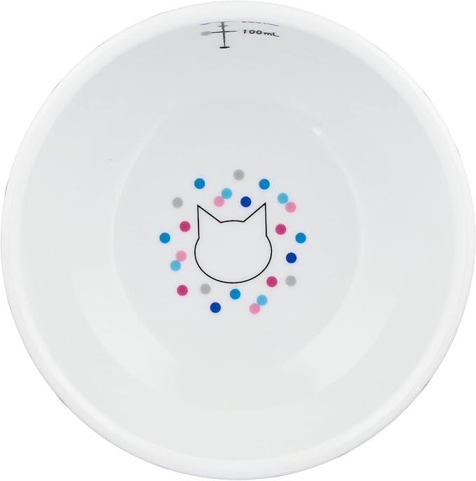 Necoichi Elevated Cat Water Bowl – Ceramic Raised Cat Bowl, Prevents Neck & Whisker Fatigue – Dishwasher & Microwave Safe – Pet Water Bowl for Cats (Colorful Dots, Extra Tall)