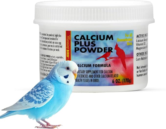 Morning Bird Calcium Plus Powder for Birds 6 oz – Calcium Supplement with Vitamin & Protein Powder – Supports Bone Health, Muscle Function & Digestive Balance – Easy-to-Mix Calcium Formula