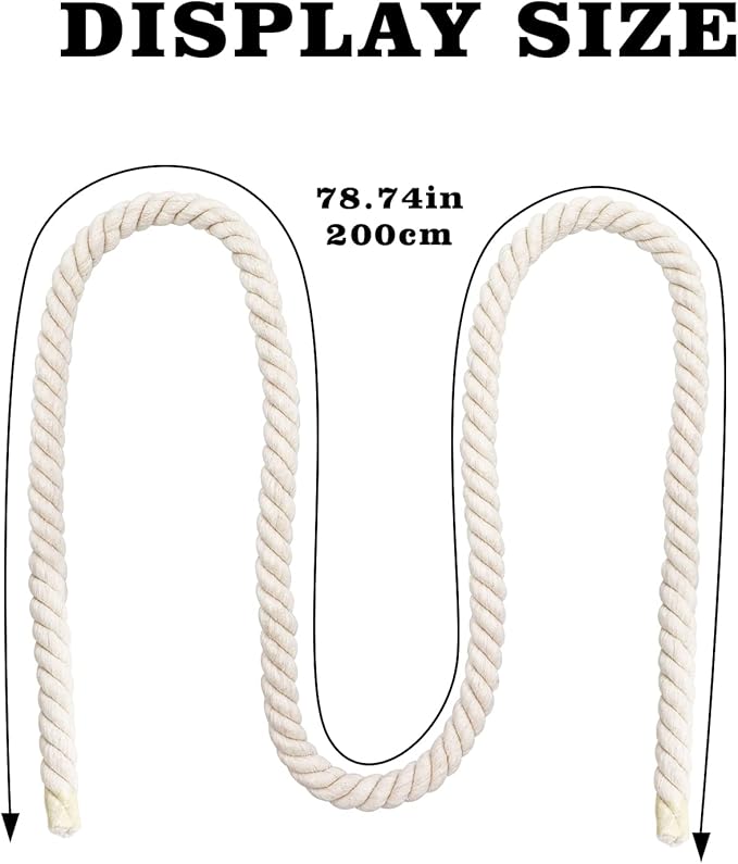 78.7 Inches Cotton Climbing Rope Toy, Lengthen and Bold Bird Ladder Bridge, Swing Toys, Pet Cage Accessories for Parakeets, Cockatiels, Macaw, African Grey Parrot
