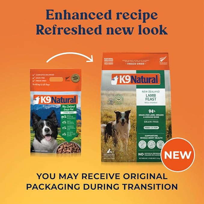 K9 Natural - Grain Free Freeze Dried Dog Food - Lamb, 4lb