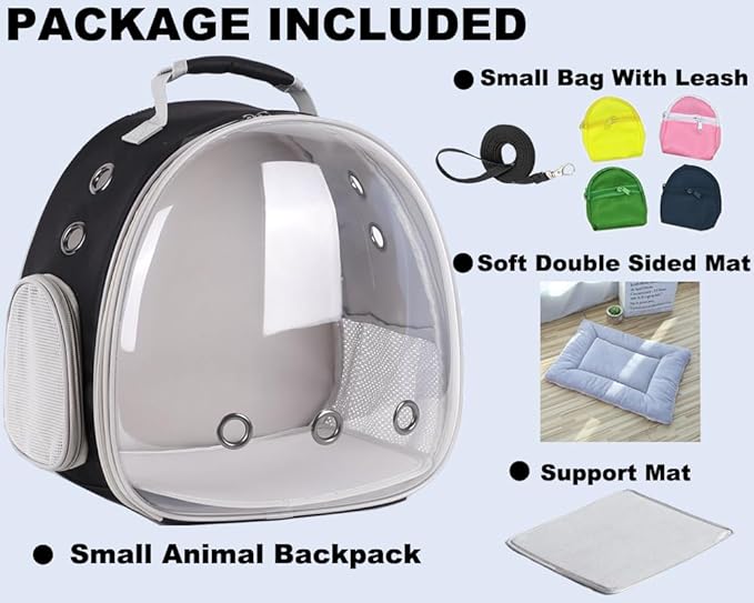Portable Small Animal Backpack Travel Breathable Pet Carrier Bag Cages for Guinea Pig, Rabbit, Bearded Dragon, Squirrel, Tortoise, Bird, Lizard, Sugar Glider