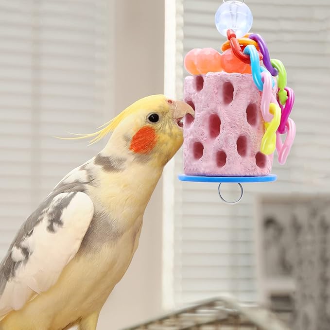 Bird Beak Grinding Parakeet Treats Bird Calcium Chewing Toy for Budgies Parakeet Cockatiel Conure Hamster (Random Color) (Small (1 pc))