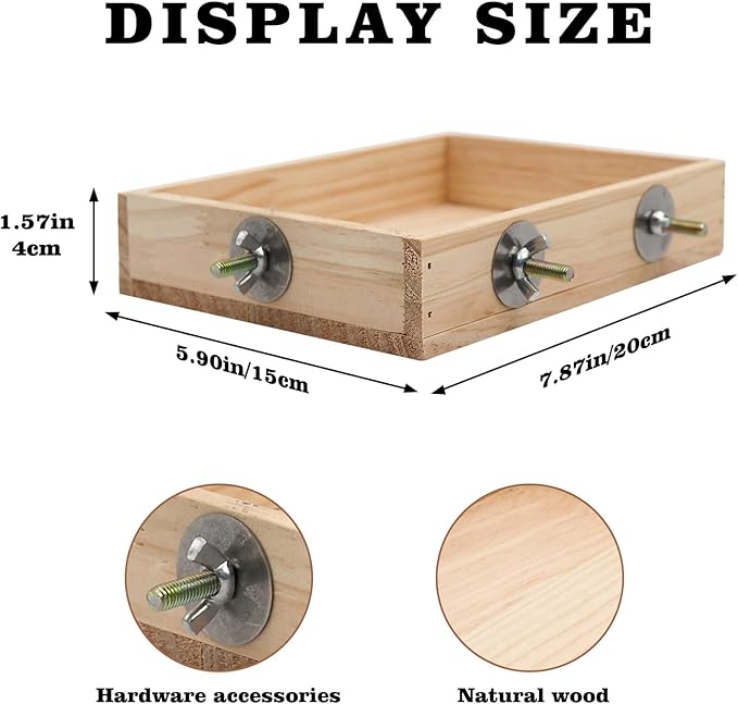 Bird Cage Accessories, Wooden Food Dish for Small to Medium Birds, Bird Feeder for Cage, Bird Food Bowl for Budgie, Cockatiel, Lovebird, Conure, Parakeet, Canary, Kakariki