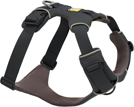 Ruffwear, Front Range Dog Harness, Reflective Soft Padded Everyday Harness with Dual Leash Clips, Adjustable and Lightweight Fit for Training or Walking for All Dogs, Basalt Gray, Small