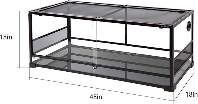 REPTI ZOO 67Gallon Reptile Large Terrarium Upgrade Glass Front Opening Tank Sliding Door with Screen Ventilation Reptile Terrarium About 48" x 18" x 18"(Knock-Down)