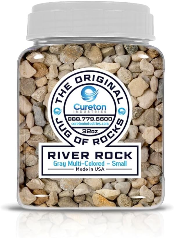 32 oz Jug Multicolor Gray Small River Rock, ½-1½ inch Size, for Indoor Outdoor Decor, vase Filler, Candles, Art, Crafts, Aquariums, Fairy Gardens, planters, tablescapes, terrariums