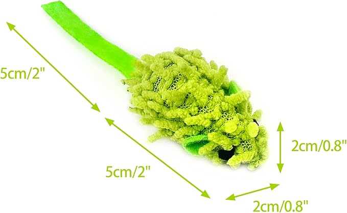 CHIWAVA 27PCS 2" Striped Shaggy Cat Toy Mice with Rattle Assorted Small Mouse Interactive Play for Indoor Cats Mix Color