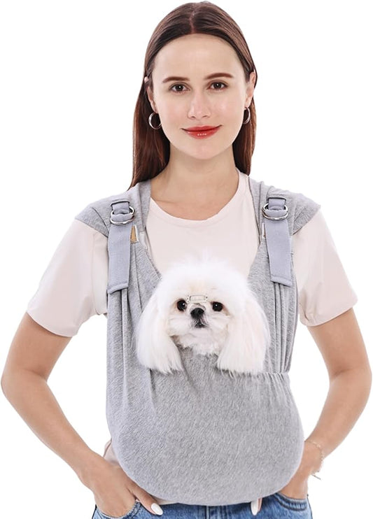 Supet Dog Carrier Sling for Small Dogs, Hands Free Cat Sling Carrier Chest, Soft Cotton Pet Sling Carrier, Adjustable Dog Front Carrier, Reducing Back Neck Shoulder Stress