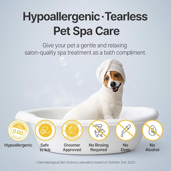 PetO’Cera Hot Spring Bath for Dogs, Alps Onsen Water, Soothes Dry, Itchy, Inflamed Skin, Conditions Coat, Anti-Lick Paw Soak, Hypoallergenic, Tear-Free, No-Rinse Dog Spa, 1.05oz, Dog Grooming, 3.3 lbs