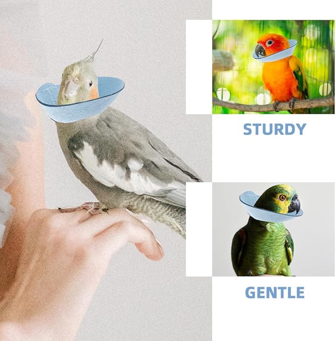 VANZACK Bird Cone Collar Adjustable Bird Parrot Tapered Collar Parrot Recovery Cones Neck Quaker Leather Neck Protector Feather Protection Sky-Blue