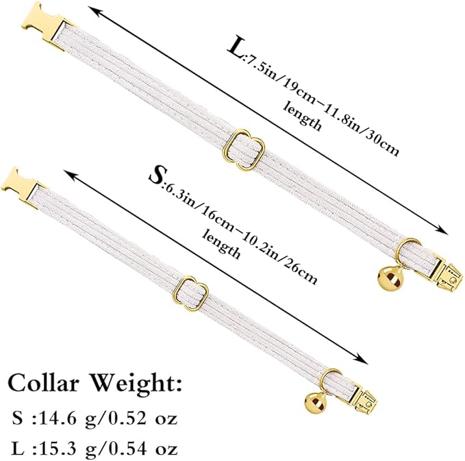 Personalized Cat Collar with Name Plate,Adjustable Tough Nylon Cat ID Collars with Bell,Customize Engraved Pet Name and Phone Number (Velvet Style C)