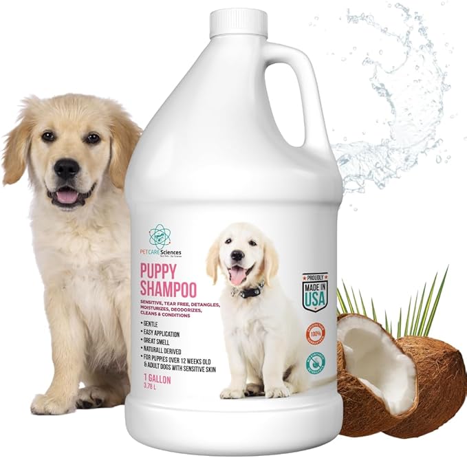 1 Gallon Tearless Puppy Shampoo and Conditioner - Anti-Itch Dog Shampoo Sensitive Skin - Coconut Oil Oatmeal Pet Shampoo for Puppies - Made in The USA