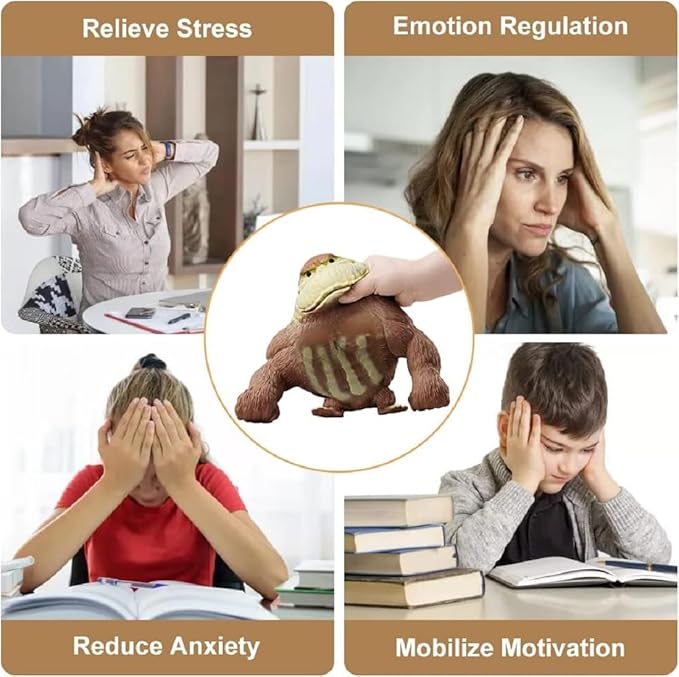 Stretchy Glue-Sand Filled Rubber Gorilla, Soft Decompression Doll, Squishy Monkey, High-Elastic Stretchable, Decompression Toy for Adults and Children