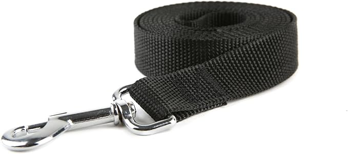 Nylon Dog Training Leash, Traction Rope, 4Ft /5 Foot /6 Feet Long, 5/8 inch 3/4 Inch 1 Inch Wide, for Small and Medium Dogs (1'' x 8 FT, Black)