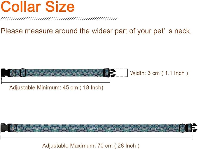 Blue Mandala Floral Paisley Dog Collars Soft Adjustable Collar Strap for Small Medium Large Dogs Cats Pet