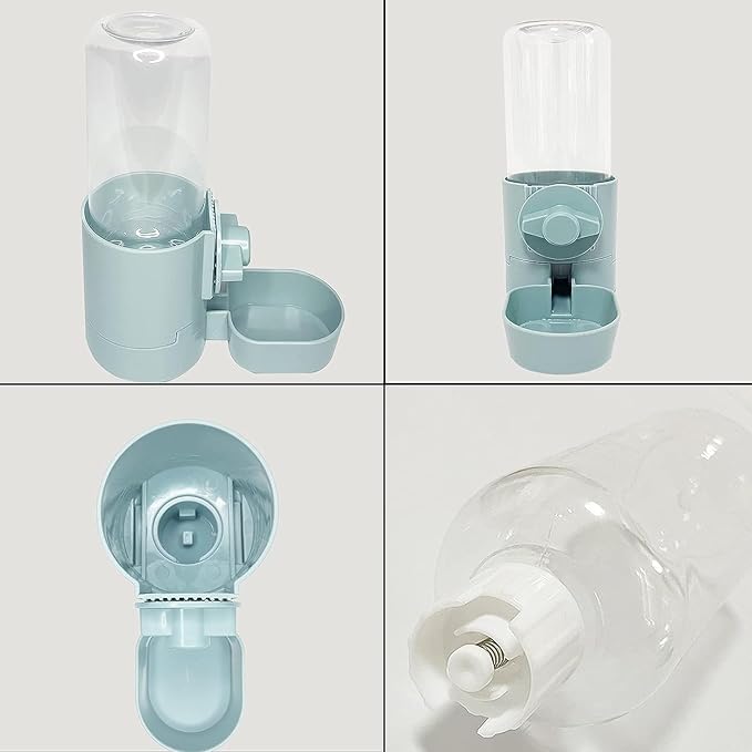 kathson 2Pcs Rabbit Water Bottle 17 OZ Bunny Hanging Water Fountain Automatic Guinea Pig Water Dispenser No Leak Drinking Feeder for Bunny Chinchilla Hamsters Cat Dog Small Animals(Blue)