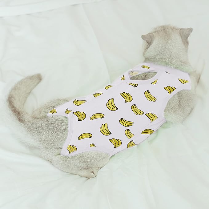 Cat Professional Surgical Recovery Suit,E-Collar Alternative for Cats Dogs,After Surgery Wear, Pajama Suit,Home Indoor Pets Clothing Banana M