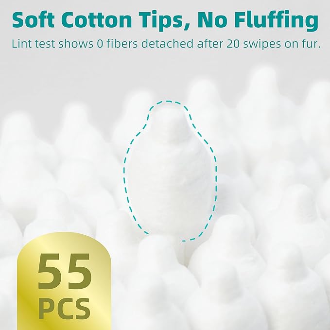 2-Pack Dog Ear Cleaning Cotton Swabs, More Reliable, Safer to Care for Pet Ears, Prevent Accidental Injuries, Suitable for Medium and Large Dogs, Dog Ear Cleaning Kit, L Size, 110 PCS