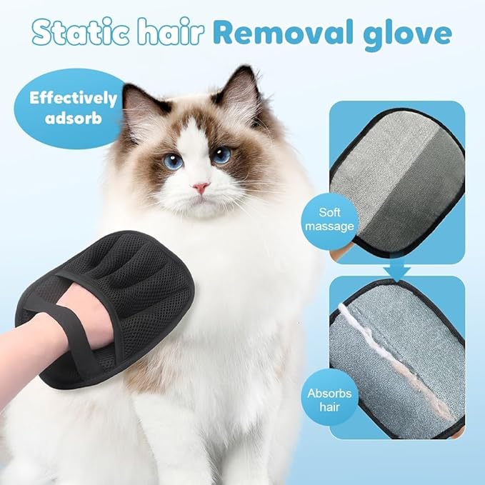 Pet Hair Remover Glove, 2025 New Pet Hair Removal Glove, Upgrade Efficient Grooming Gloves for Pet Hair, Reusable Cat Dog Grooming Gloves Pet Hair, Remover Electrostatic Gloves, for Cats & Dogs