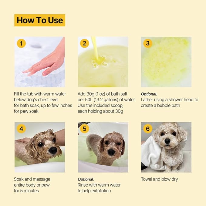 PetO’Cera Hot Spring Bath for Dogs, Alps Onsen Water, Soothes Dry, Itchy, Inflamed Skin, Conditions Coat, Anti-Lick Paw Soak, Hypoallergenic, Tear-Free, No-Rinse Dog Spa, 1.05oz, Dog Grooming, 3.3 lbs