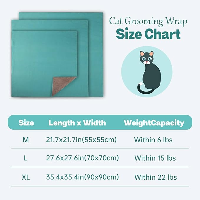 Paw Legend 21.7" Cat Wrap for Grooming Cat Wrap for Cutting Nails Cat Restraint for Nail Clipping Self Adhesive Blanket Restraint Cloth for Cats Within 6lbs