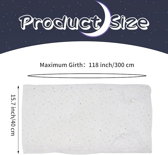 Daoeny Large Bird Cage Cover, Bird Cage Seed Catcher, Adjustable Soft Nylon Mesh Net with Twinkle Moon Star, Birdcage Cover Skirt Seed Guard for Parrot Parakeet Macaw Round Square Cages (White)